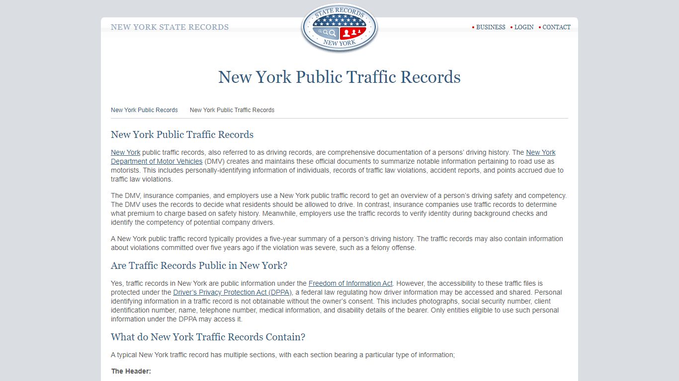 New York Public Traffic Records | StateRecords.org