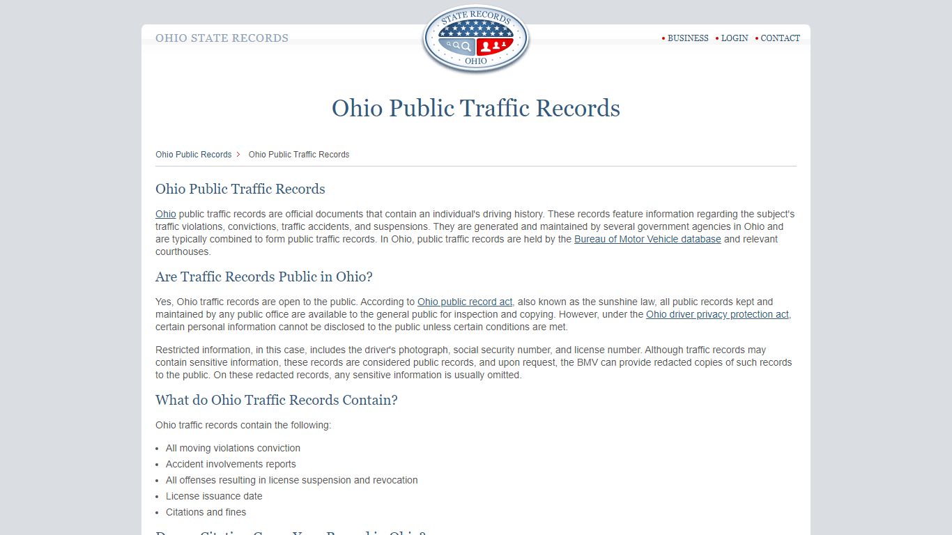 Ohio Public Traffic Records | StateRecords.org