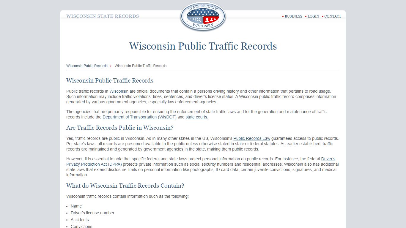 Wisconsin Public Traffic Records | StateRecords.org